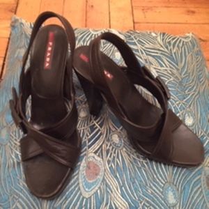 Prada Crossover Sandals Black 7.5